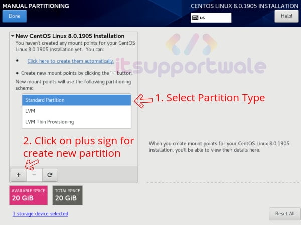 select-partition-type-and-create-new-partition-centos-8