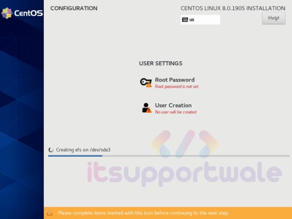 user-settings-section-centos-8-installtion