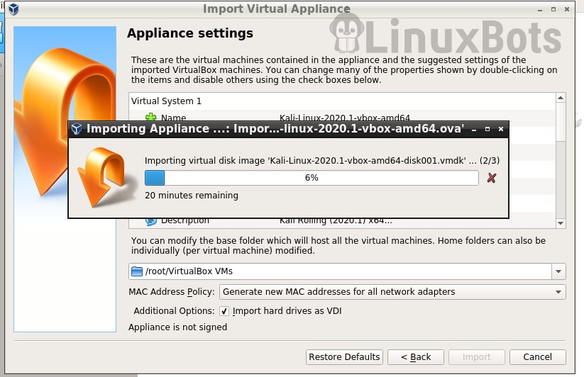 kali-linux-virtualbox-import-process