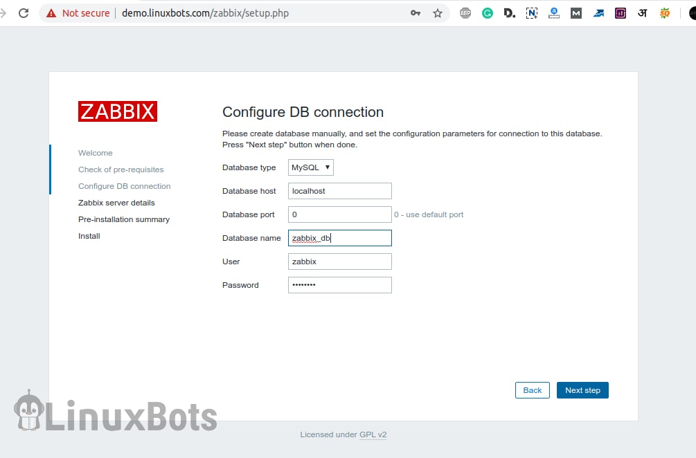 zabbix-installer-db-connection