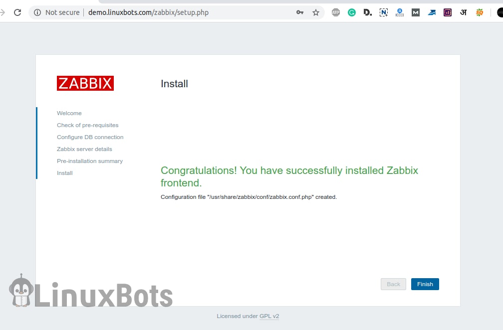 zabbix-installer-finish-page