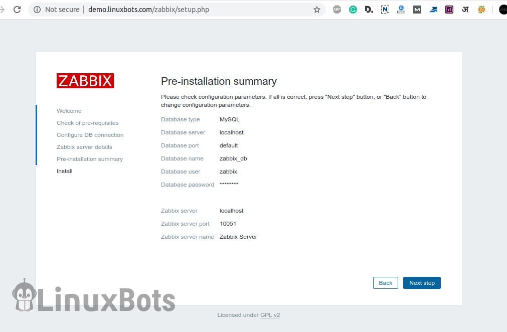 zabbix-installer-installation-summary