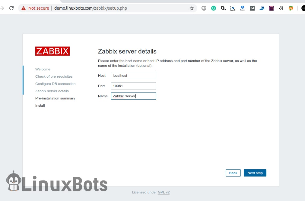zabbix-installer-server-details