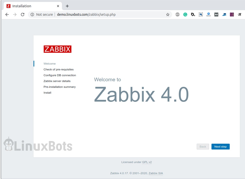 zabbix-installer-welcome-page