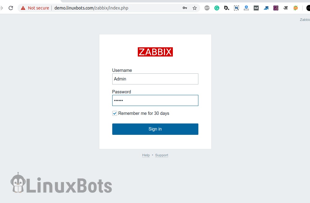 zabbix-login-page