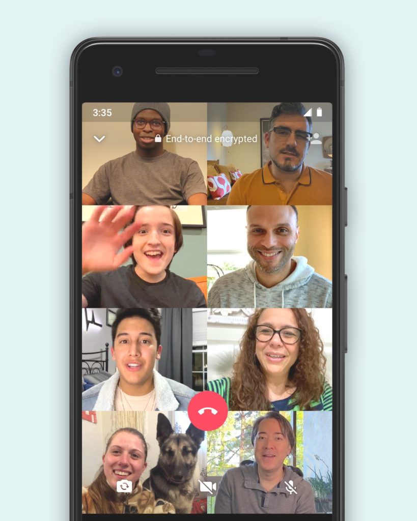 whatsapp 8 people vedio call