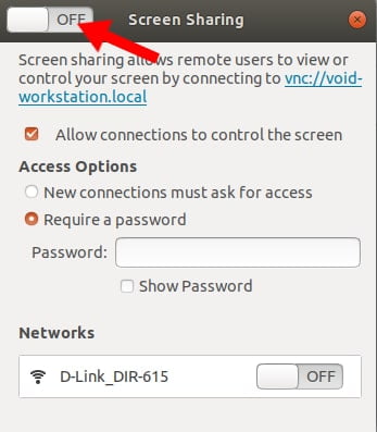 ubuntu screen sharing enable