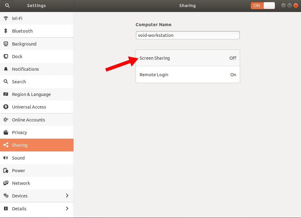 Ubuntu-navigate-to-screen-sharing-option